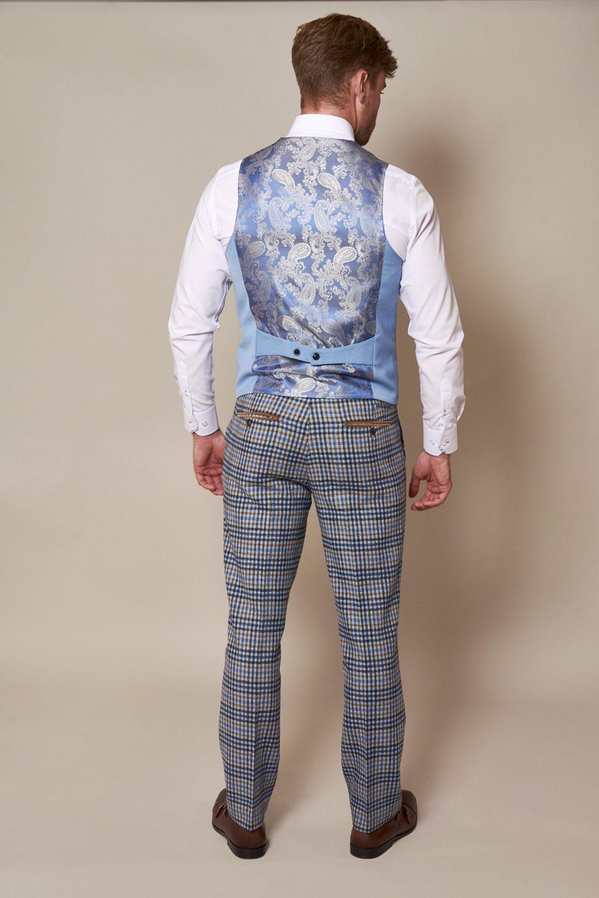 MARC DARCY Kelly Sky Double Breasted Waistcoat SKY model front view