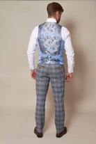 MARC DARCY Kelly Sky Double Breasted Waistcoat SKY model front view