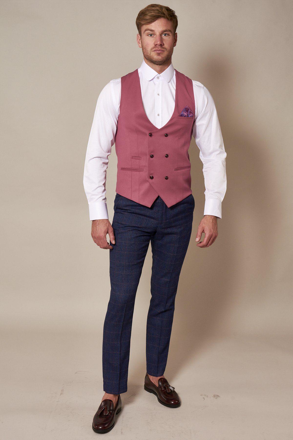 MARC DARCY Kelly Double Breasted Pink Waistcoat PINK model front view