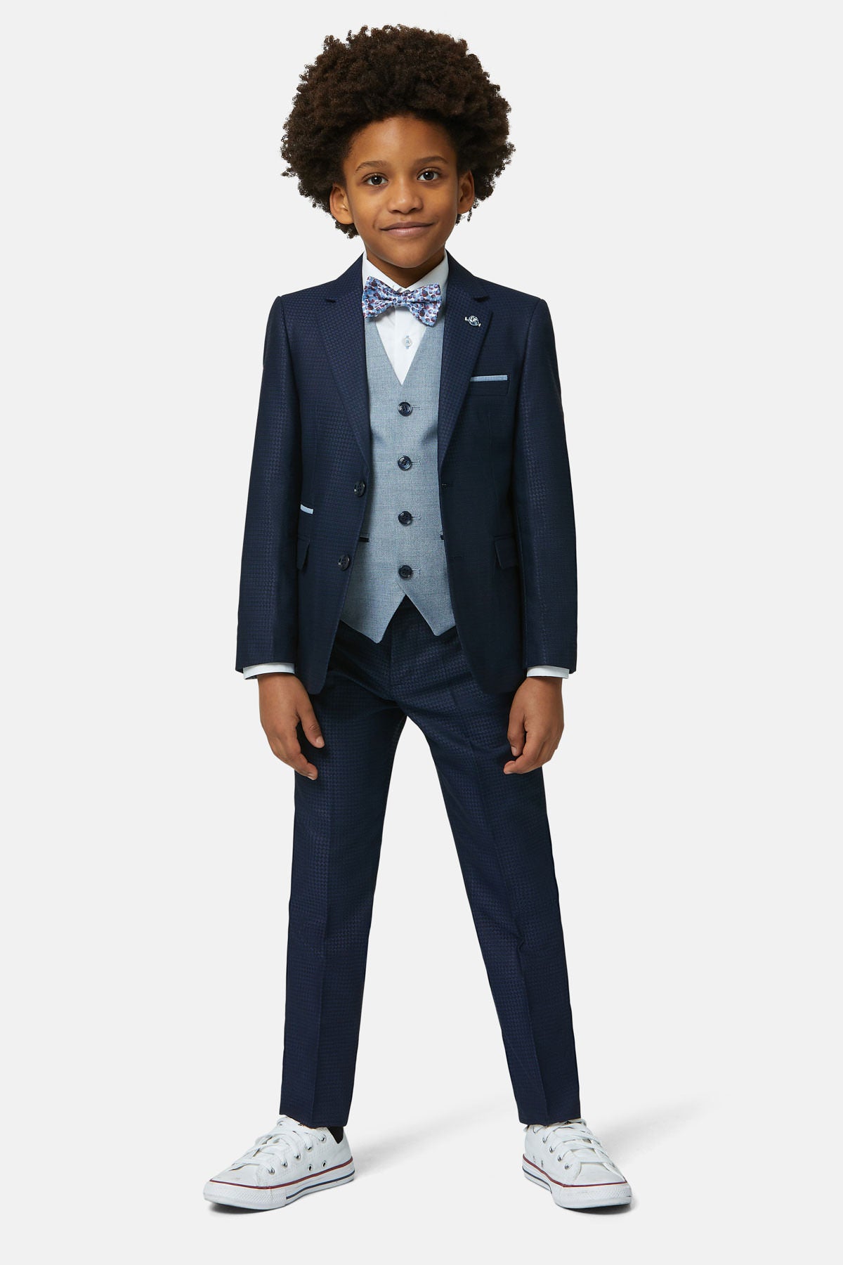 Benetti Boyswear Boys Smoke Dan-B 3 Piece Suit Smoke B front view