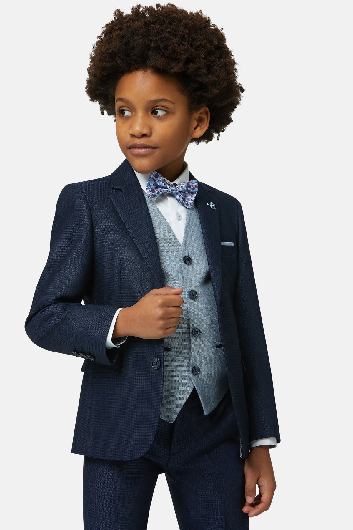 Benetti Boyswear Boys Smoke Dan-B 3 Piece Suit Smoke B model front view