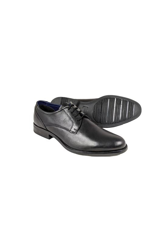 Darrel Wide Fit Black Mens Shoe - Spirit Clothing