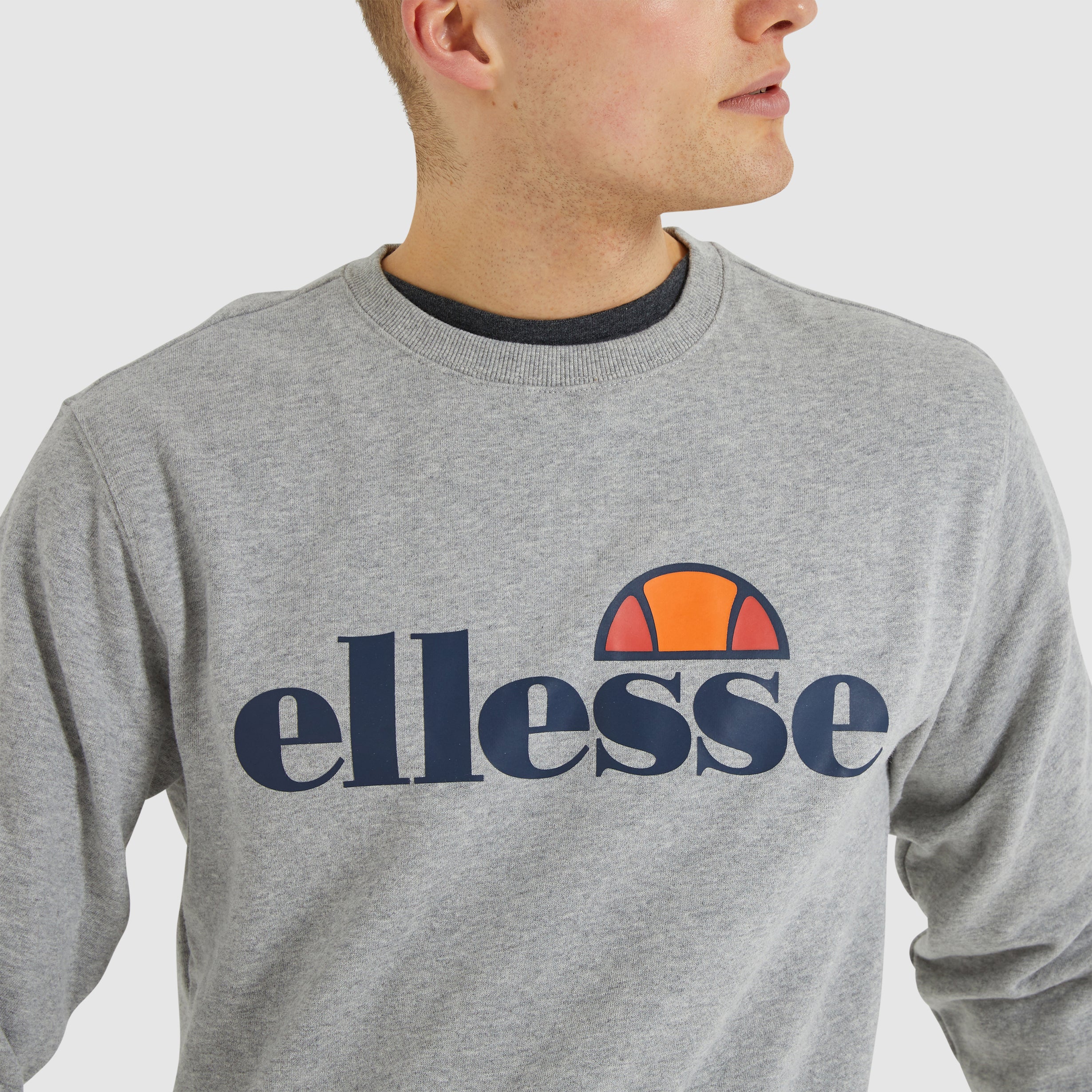 Ellesse Succiso Logo Crew Neck Sweatshirt Athletic Grey Marl
