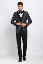 BENETTI Elton Grey Tapered Tux Jacket GREY model front view