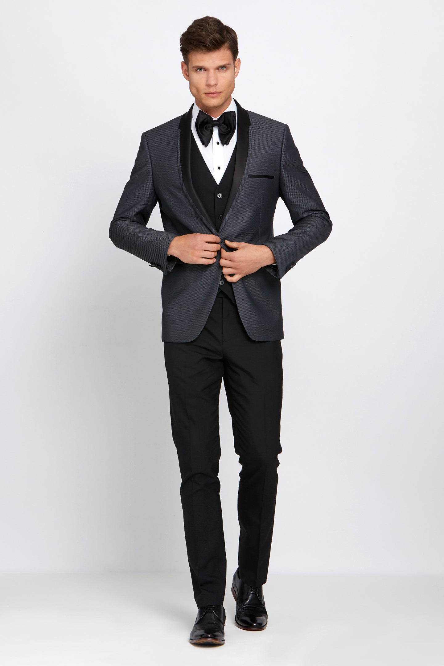 BENETTI Elton Grey Tapered Tux Jacket GREY model front view