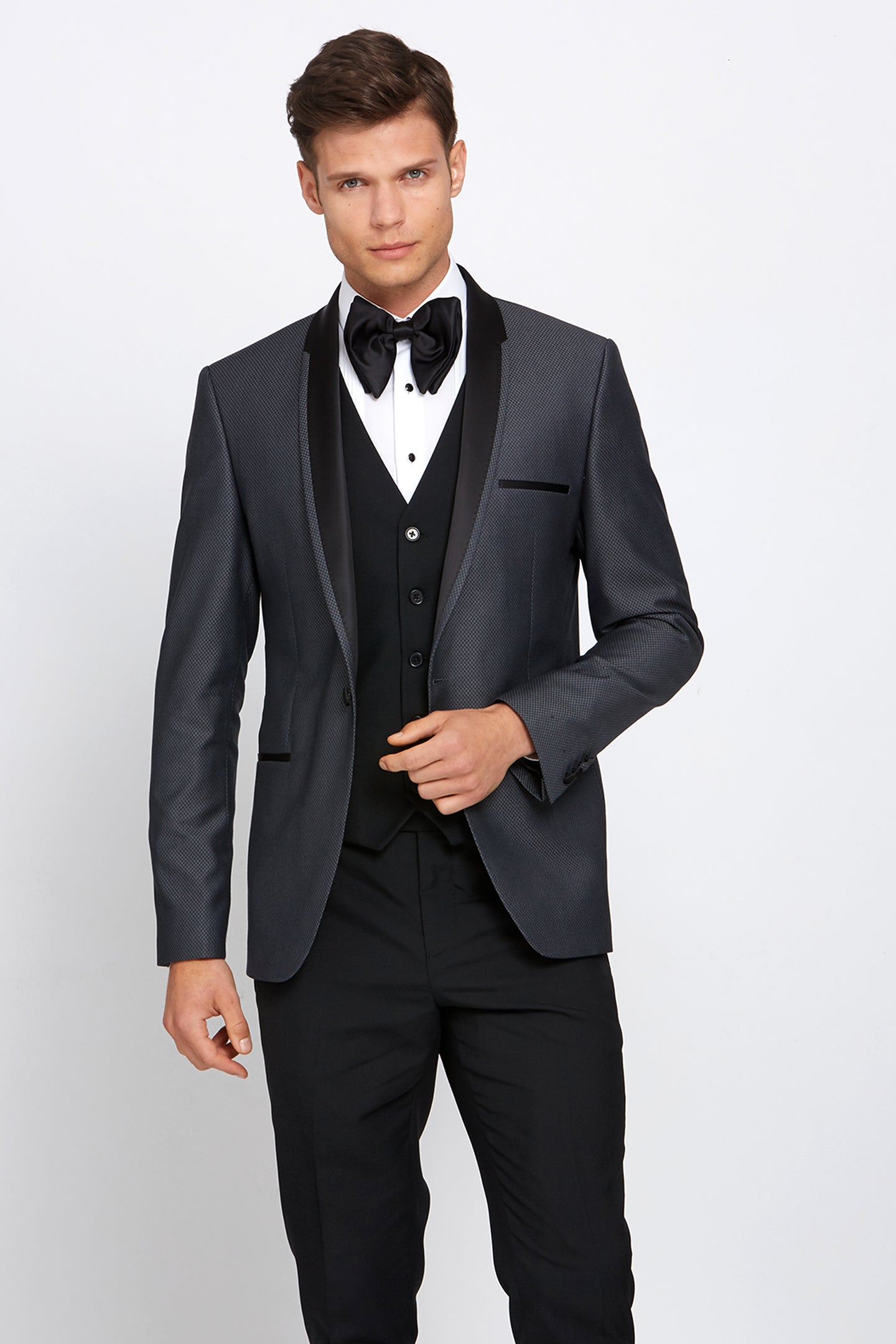 BENETTI Elton Grey Tapered Tux Jacket GREY front view