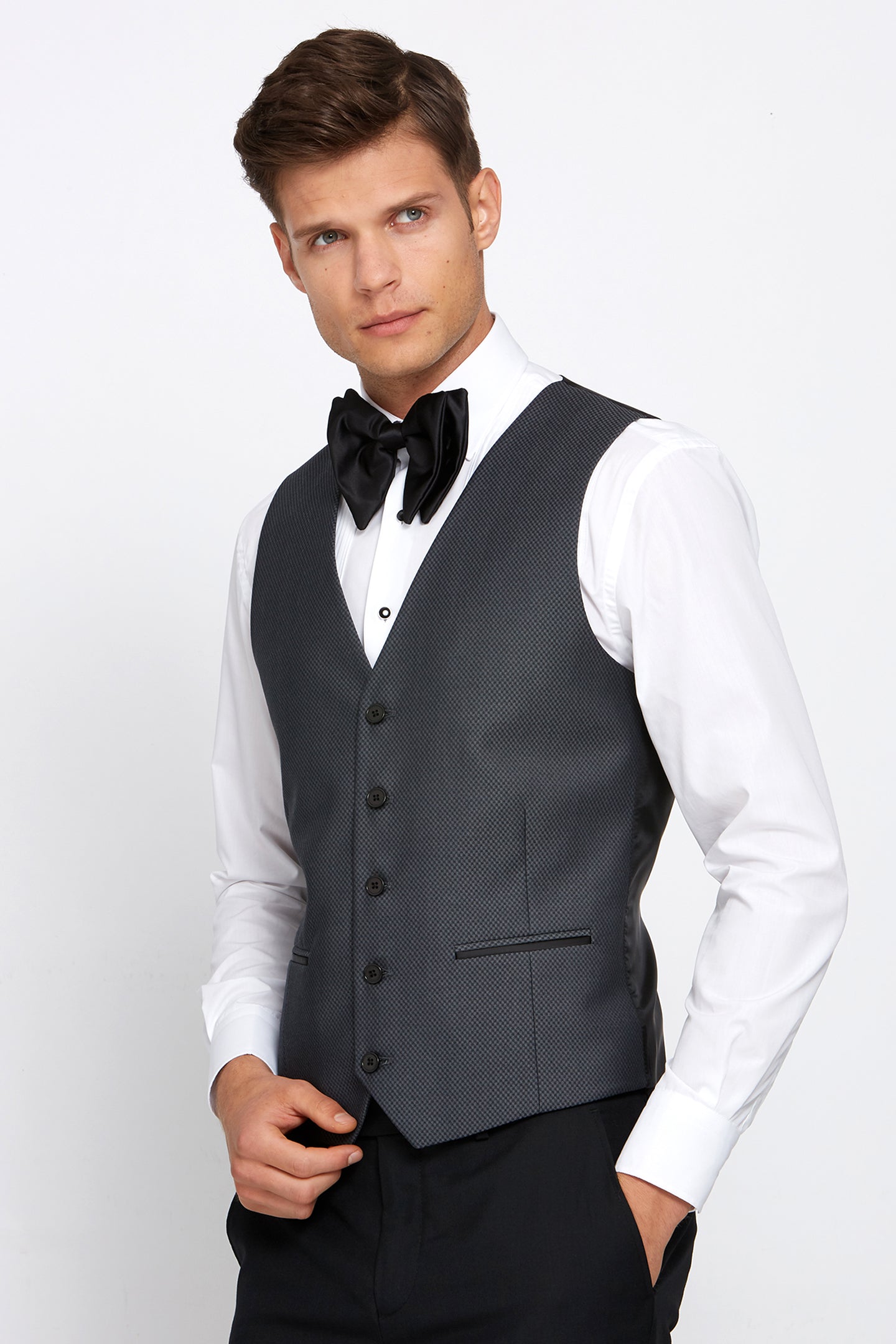 BENETTI Elton Tapered Tux Waistcoat Wine front view
