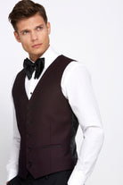BENETTI Elton Tapered Tux Waistcoat Wine detail view