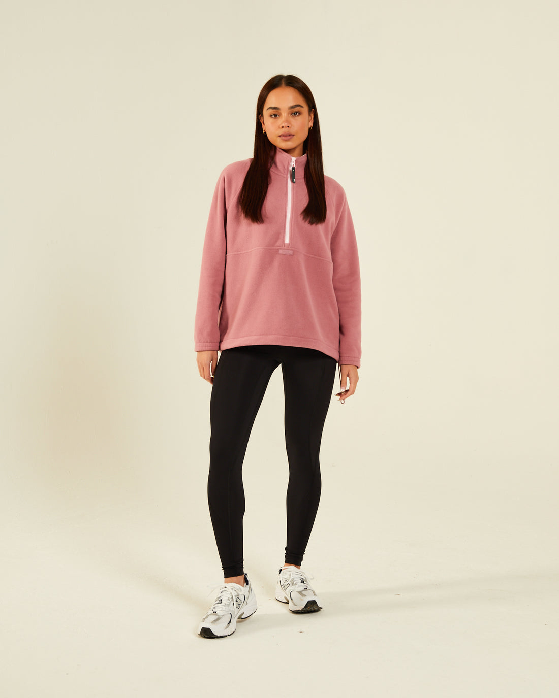 Ladies Fifi Blush Rose Half Zip-Full Front Model View