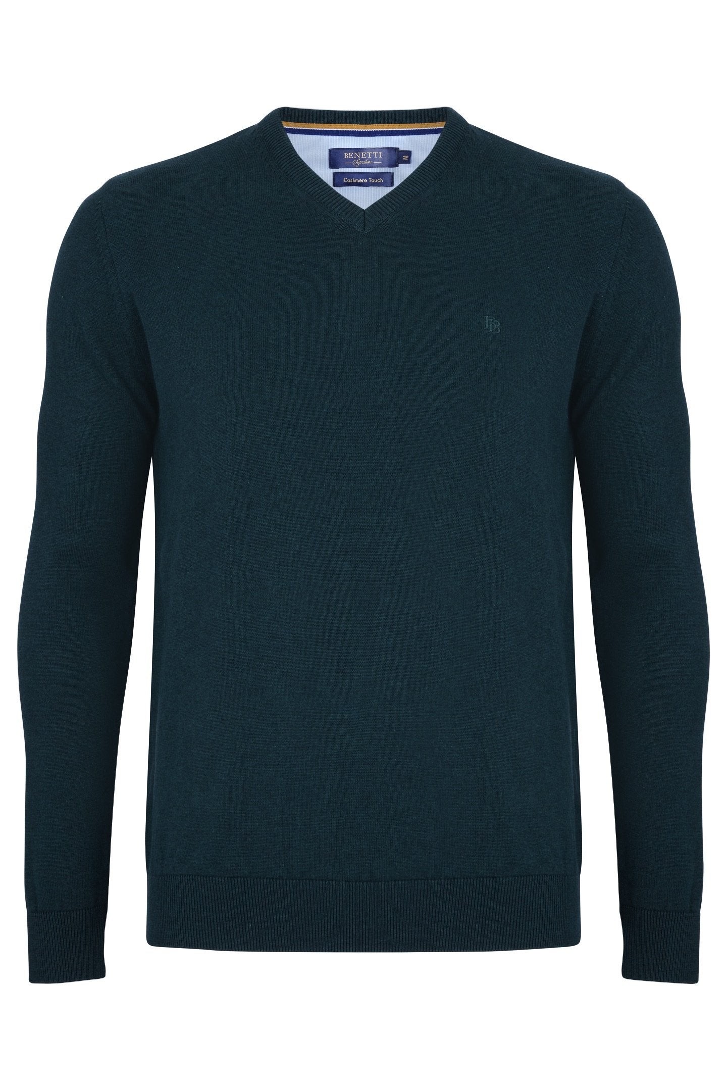 BENETTI V-Neck Jumper by Benetti Knitwear Forest Night front view