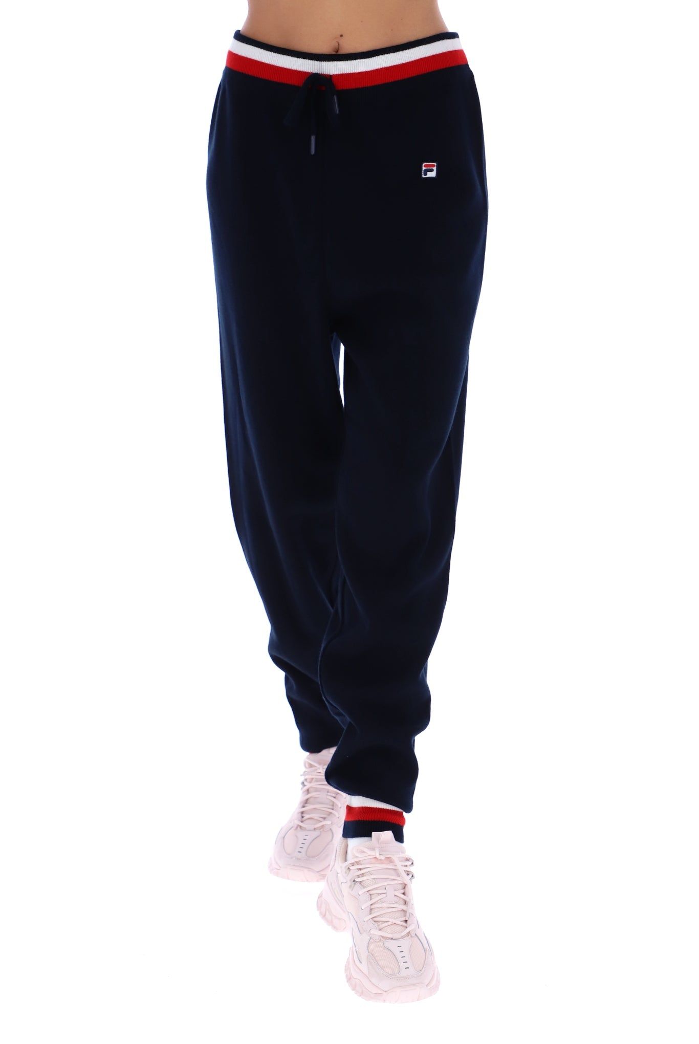 Ladies Frankie Navy/Red/White Knit Pant-Front View