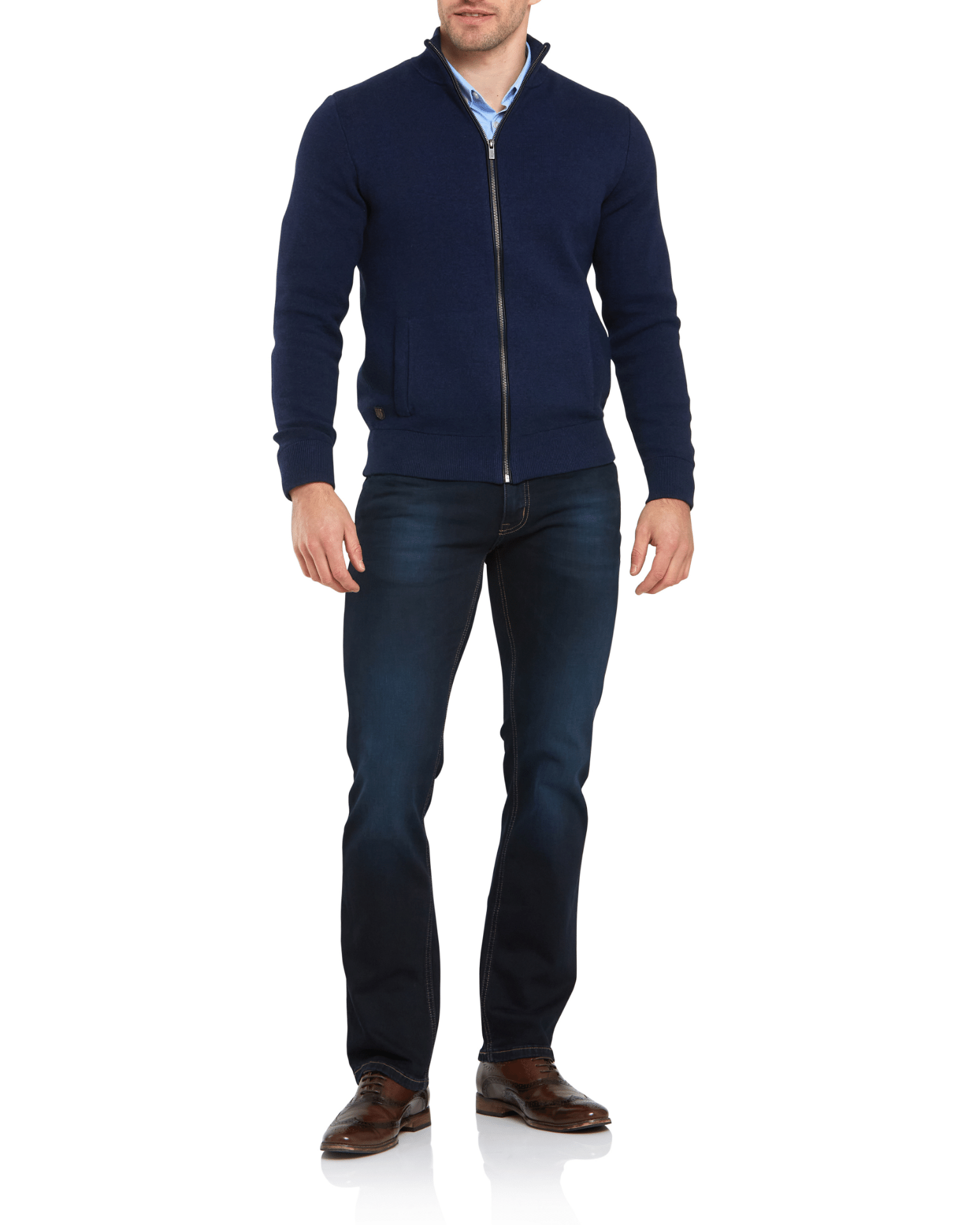 6TH SENSE Fred Blue Black Stretch Denims by 6th Sense BLUE BLACK front view
