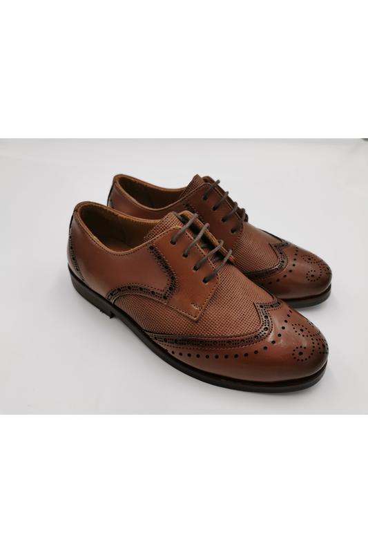 Benetti Boyswear George Boy Cognac Brogue Shoe Cognac front view