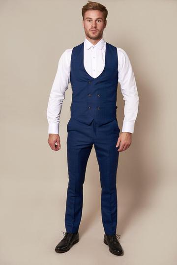 MARC DARCY George Tapered Check Trouser Royal Blue front view