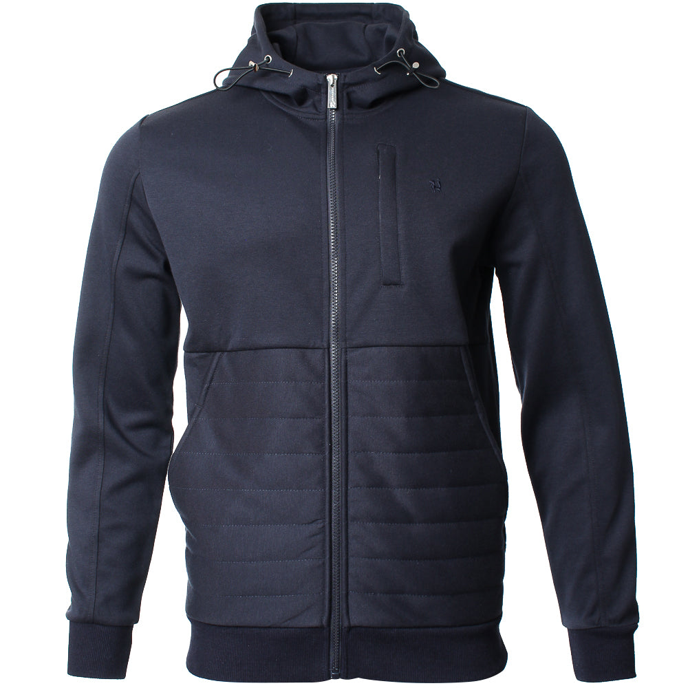 Men's Hendry Zip Up Navy Hoodie-Ghost Front View