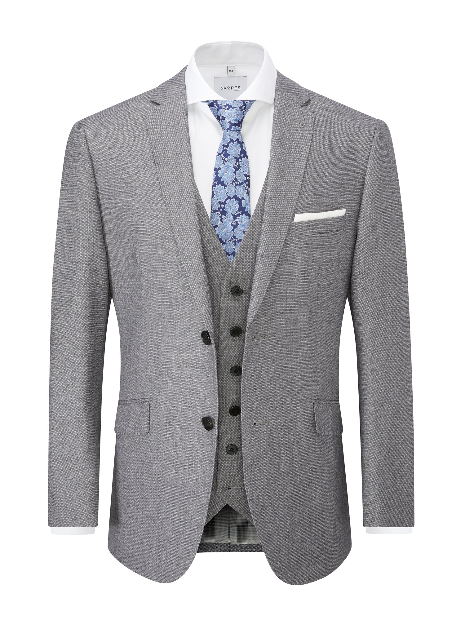 Skopes Harcourt Silver Tapered Fit Jacket Silver front view