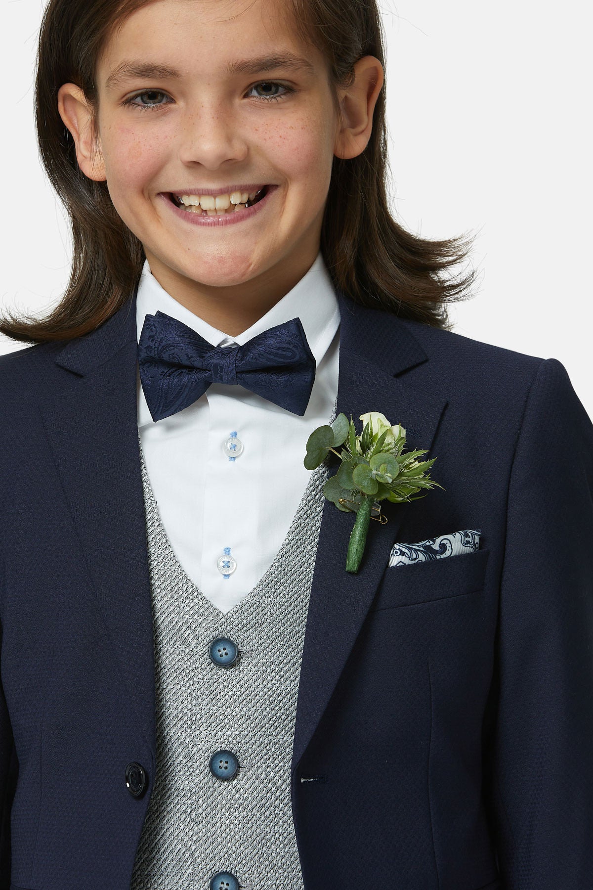 Benetti Boyswear Harold Boy Silver Waistcoat SILVER model front view