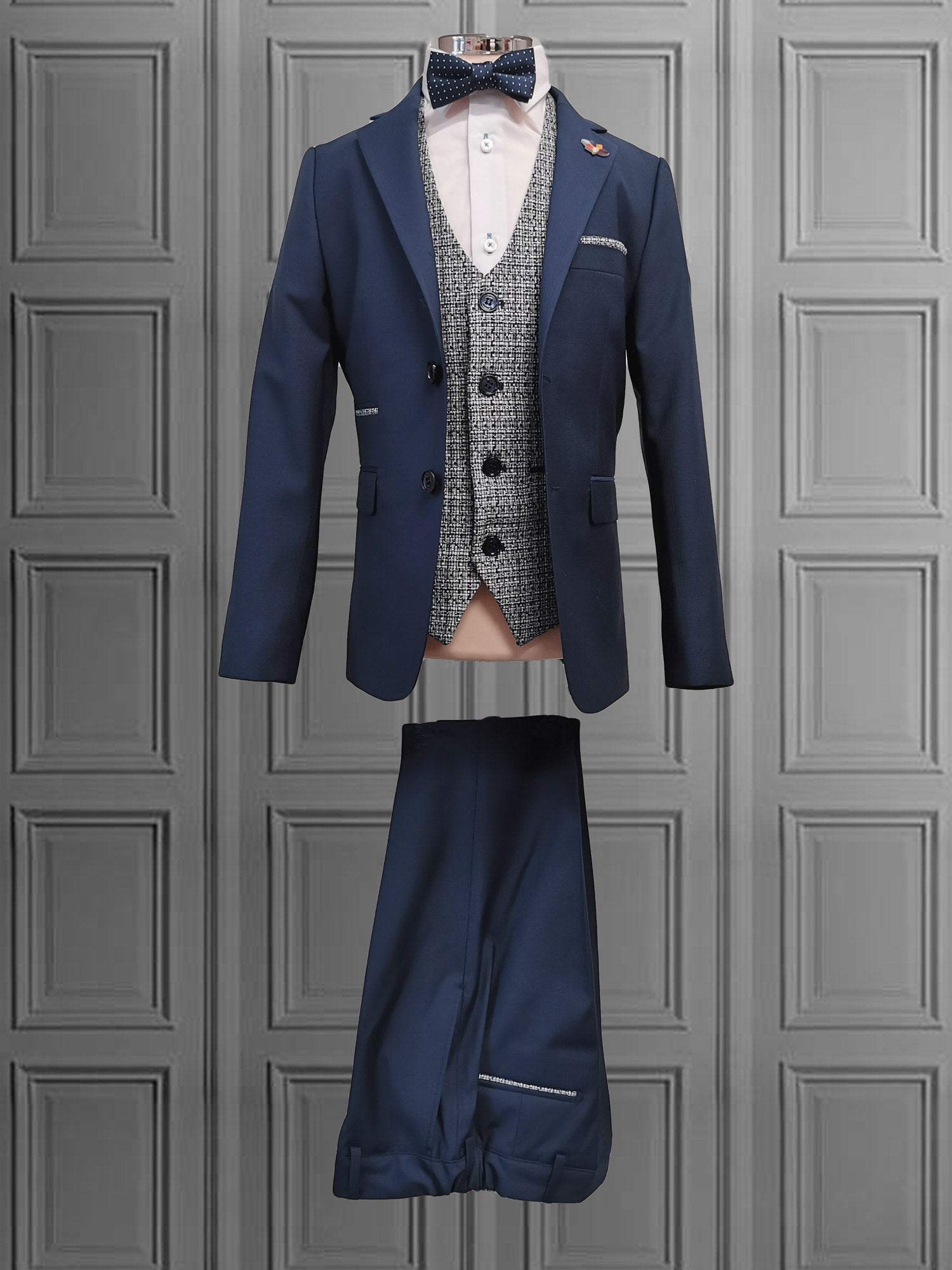 Benetti Boyswear Harry Royal Blue Three Piece Boys Suit ROYAL BLUE model front view