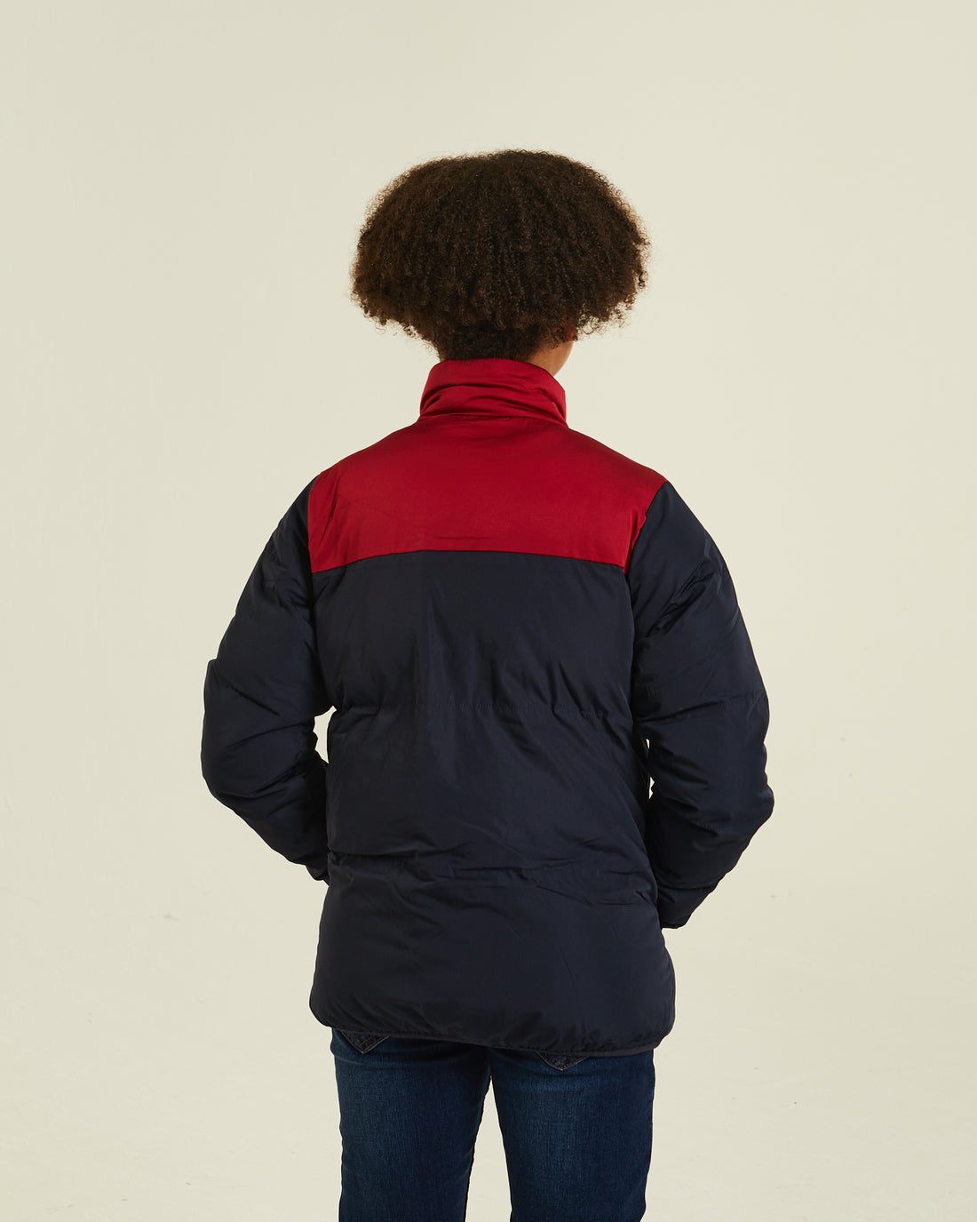 Boy's Hartley Red / Navy Padded Jacket-Back View