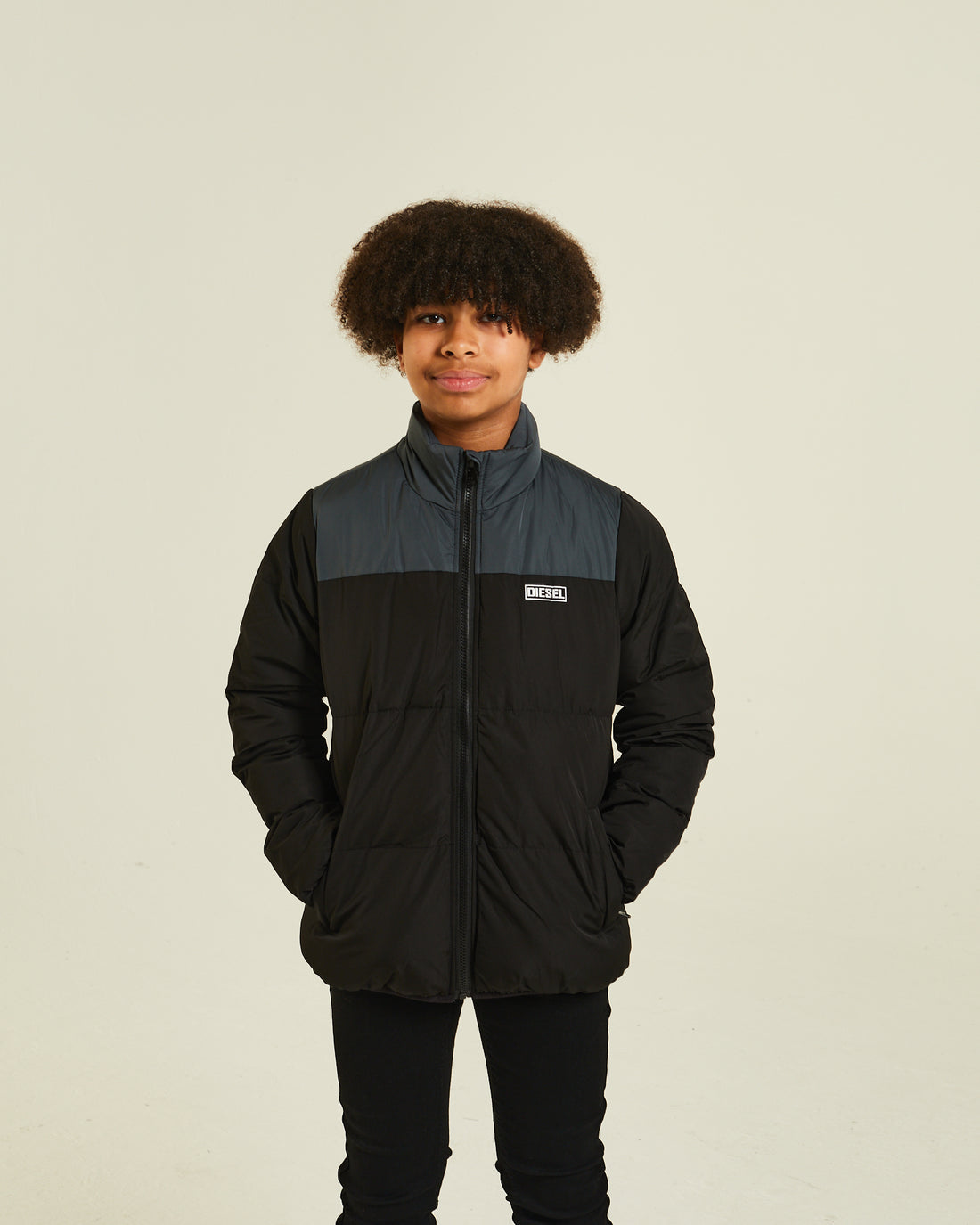 Boy's Hartley Grey/Black Padded Jacket-Front View