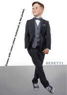 Benetti Boyswear Hogan Boys 3 Piece Suit by Benetti PETROL model front view