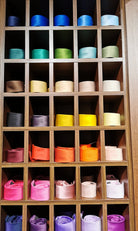 Close view of mens dress ties in assorted colours