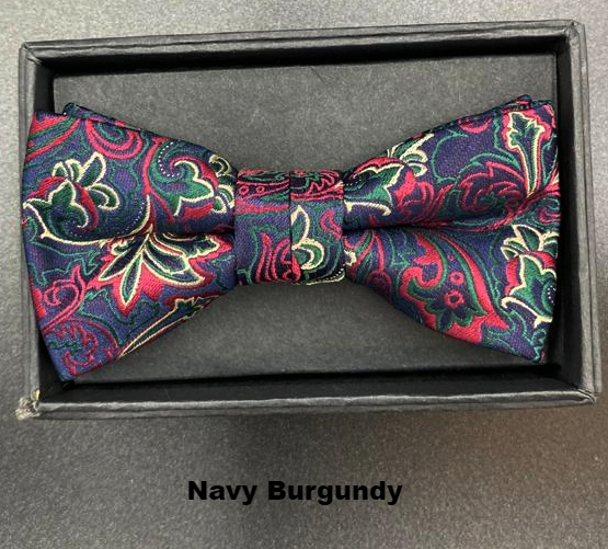 Zazzi Boyswear Zazzi Boxed Boy's Bow & Pocket Square Navy Burgundy front view