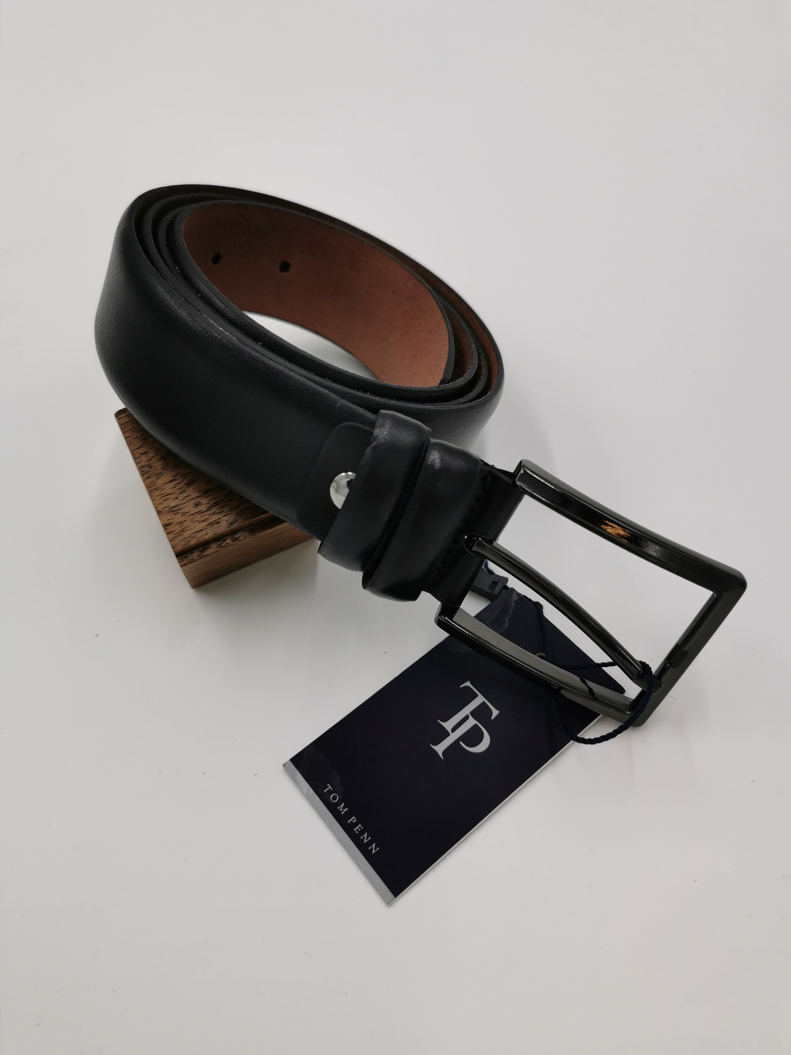 tom penn Tom Pen Leather Belt BLACK front view