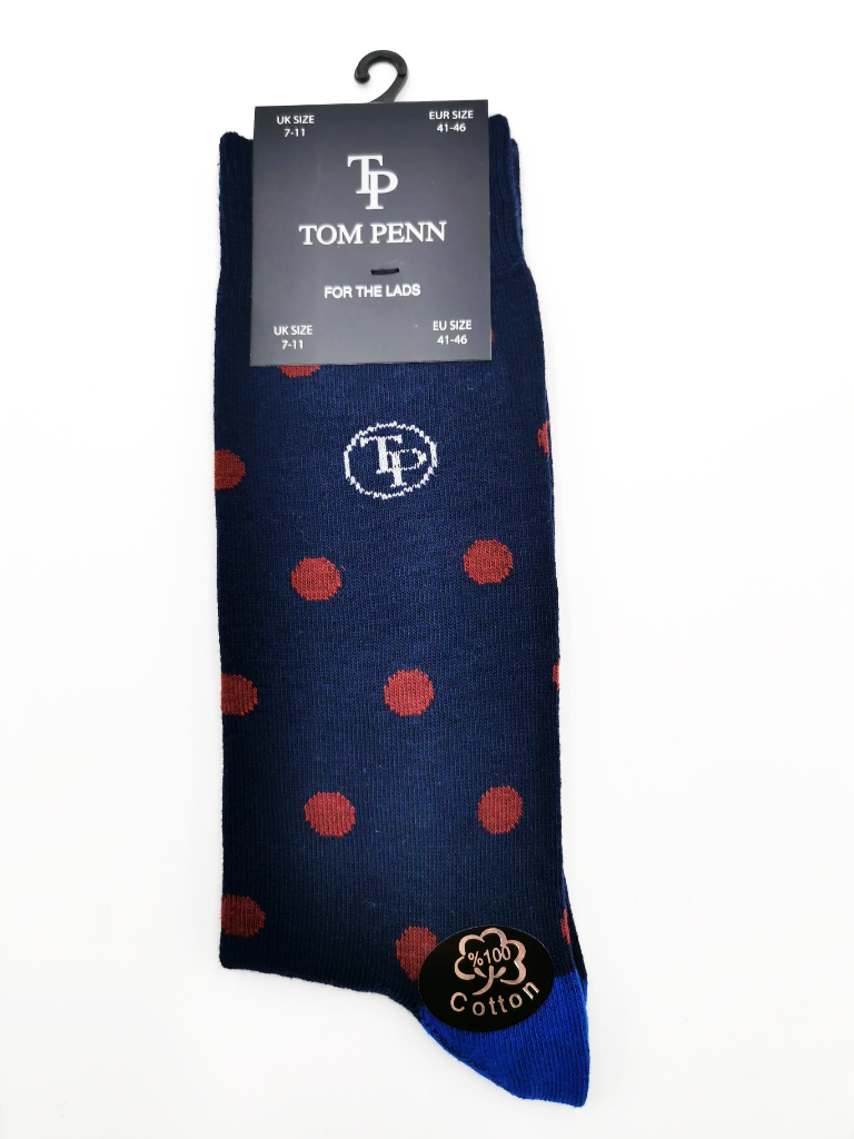 Tom Penn Navy/Burg Spot Sock - Spirit Clothing
