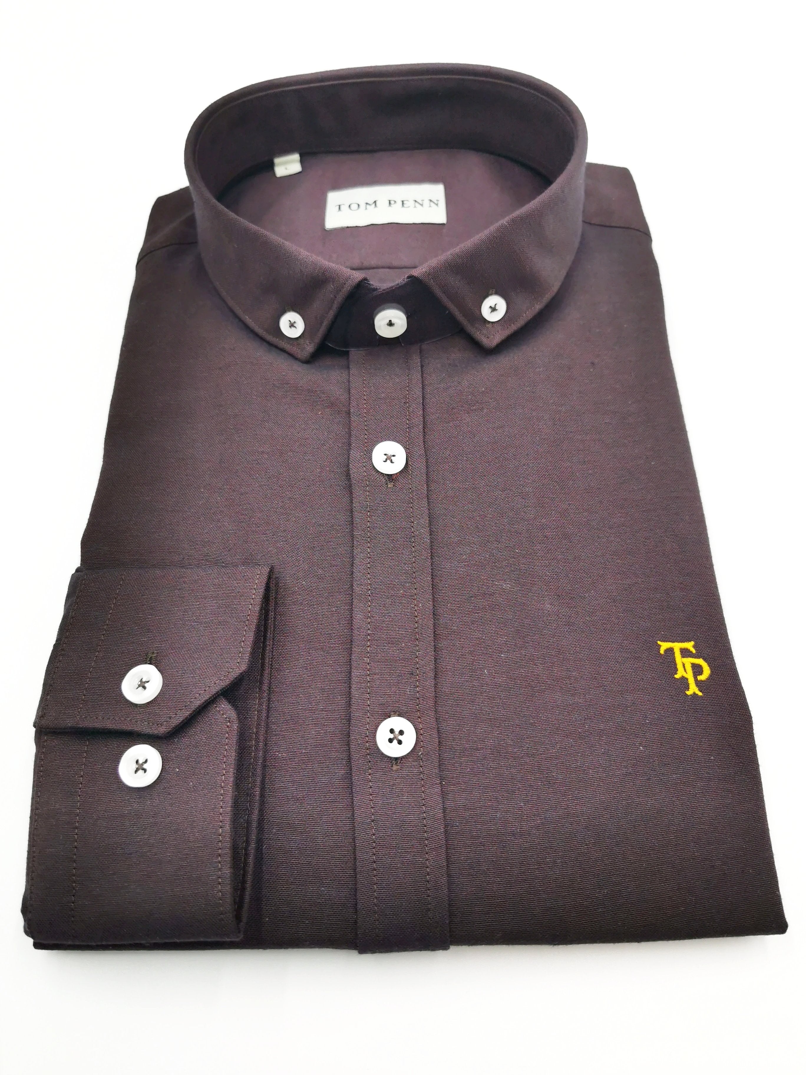 Solid Button Down Collar by Tom Penn -Burgundy
