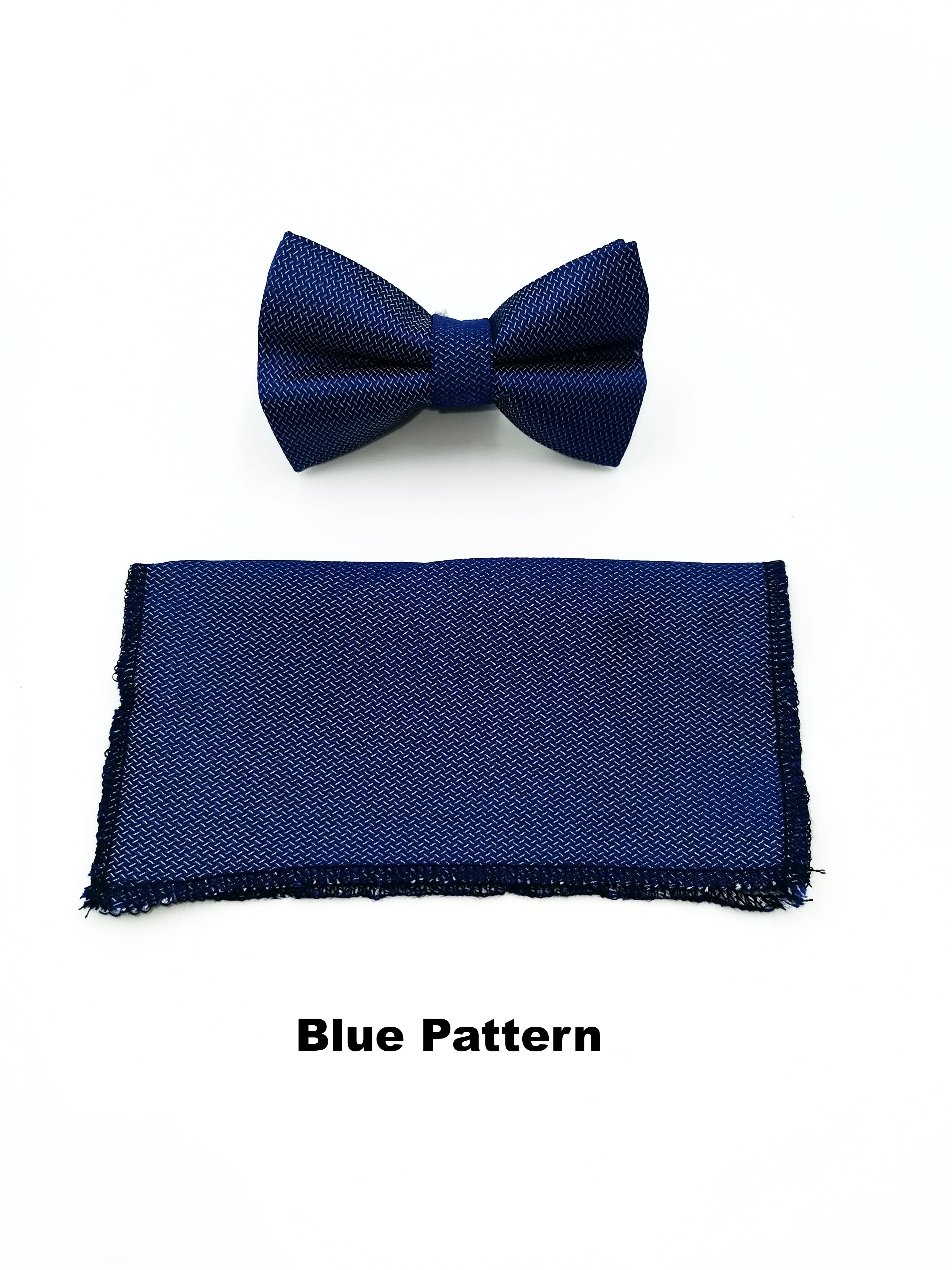 Benetti Boys Bow and Pocket Square - Blue Pattern