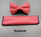 Benetti Boys Bow and Pocket Square-Burgundy