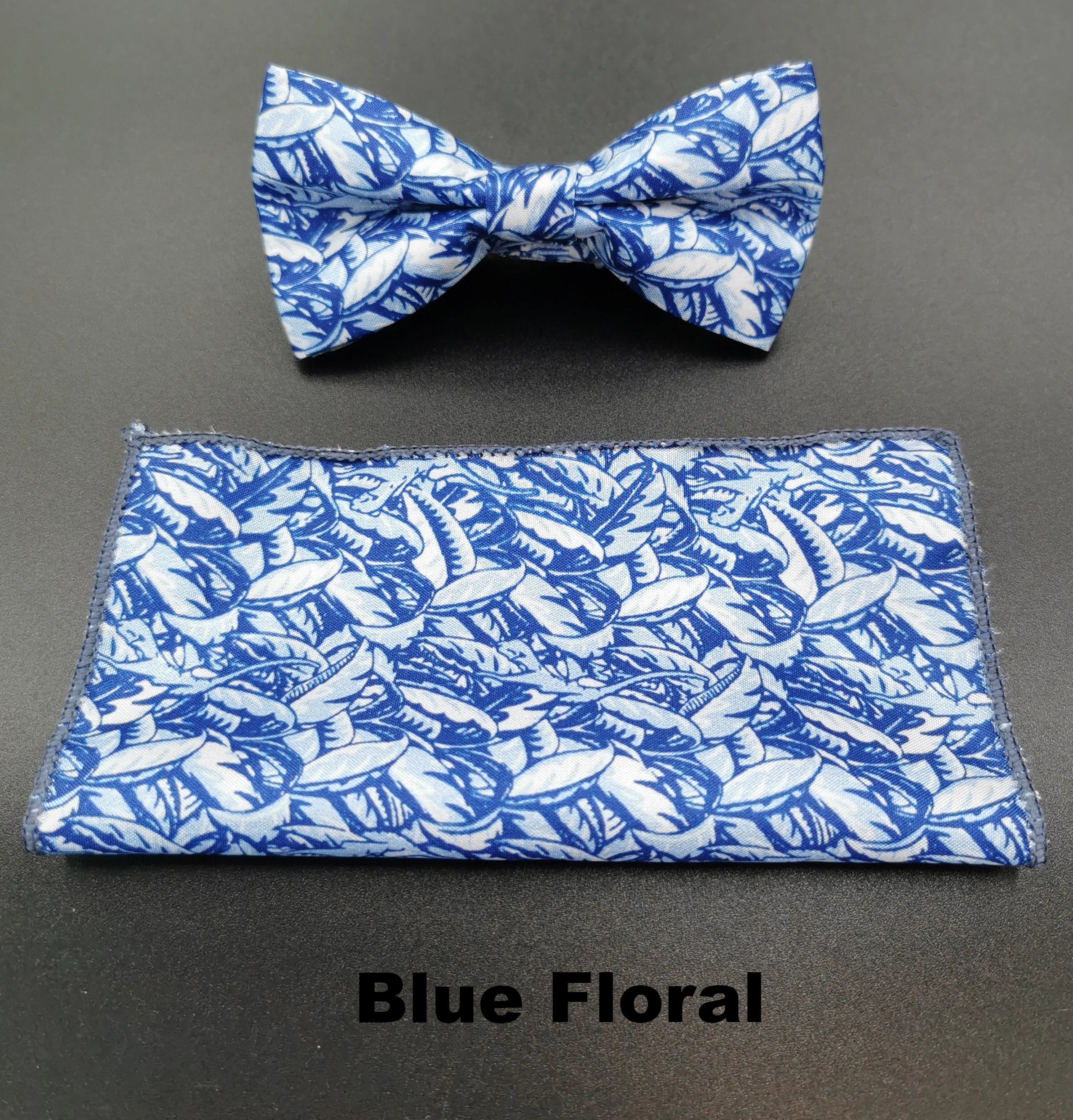 Benetti Boys Bow & Pocket Square-Blue Floral