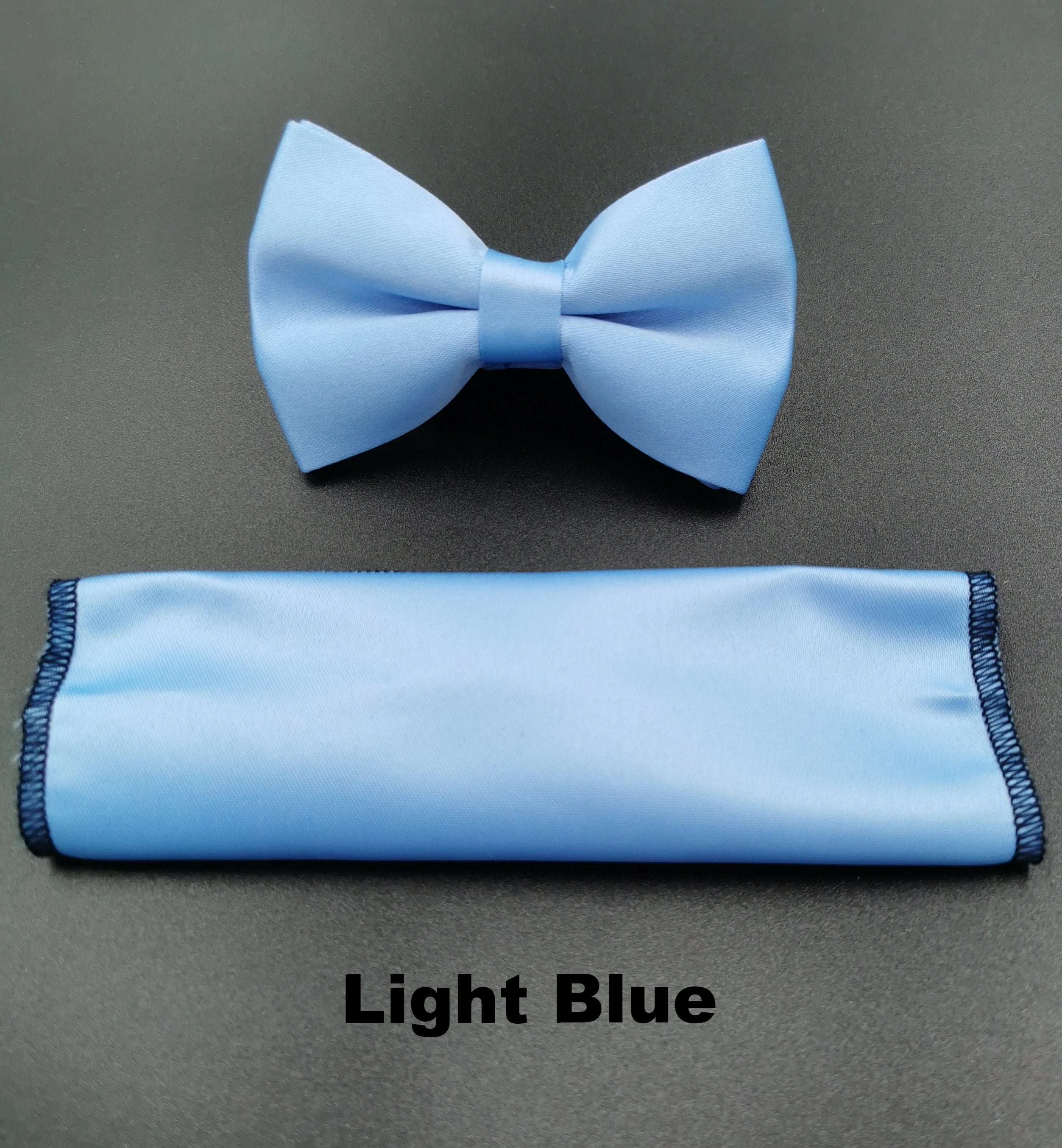 Benetti Boys Bow and Pocket Square-Light Blue
