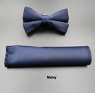 Benetti Boys Bow and Pocket Square-Navy