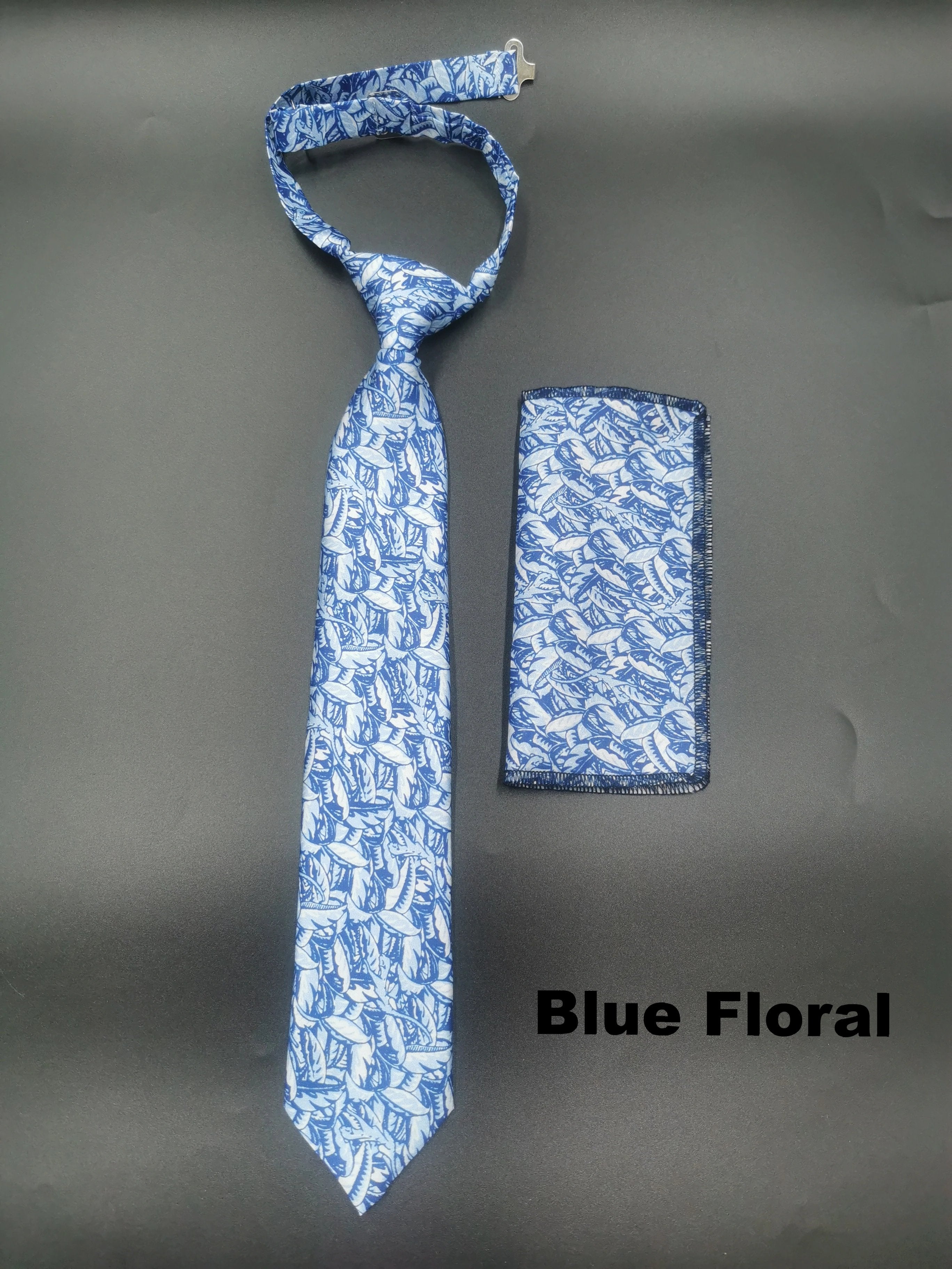 Benetti Boys Tie & Pocket Square-Blue Floral