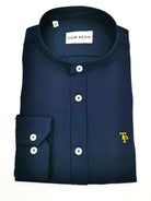 Navy Tom Penn grandfather collar shirt front view