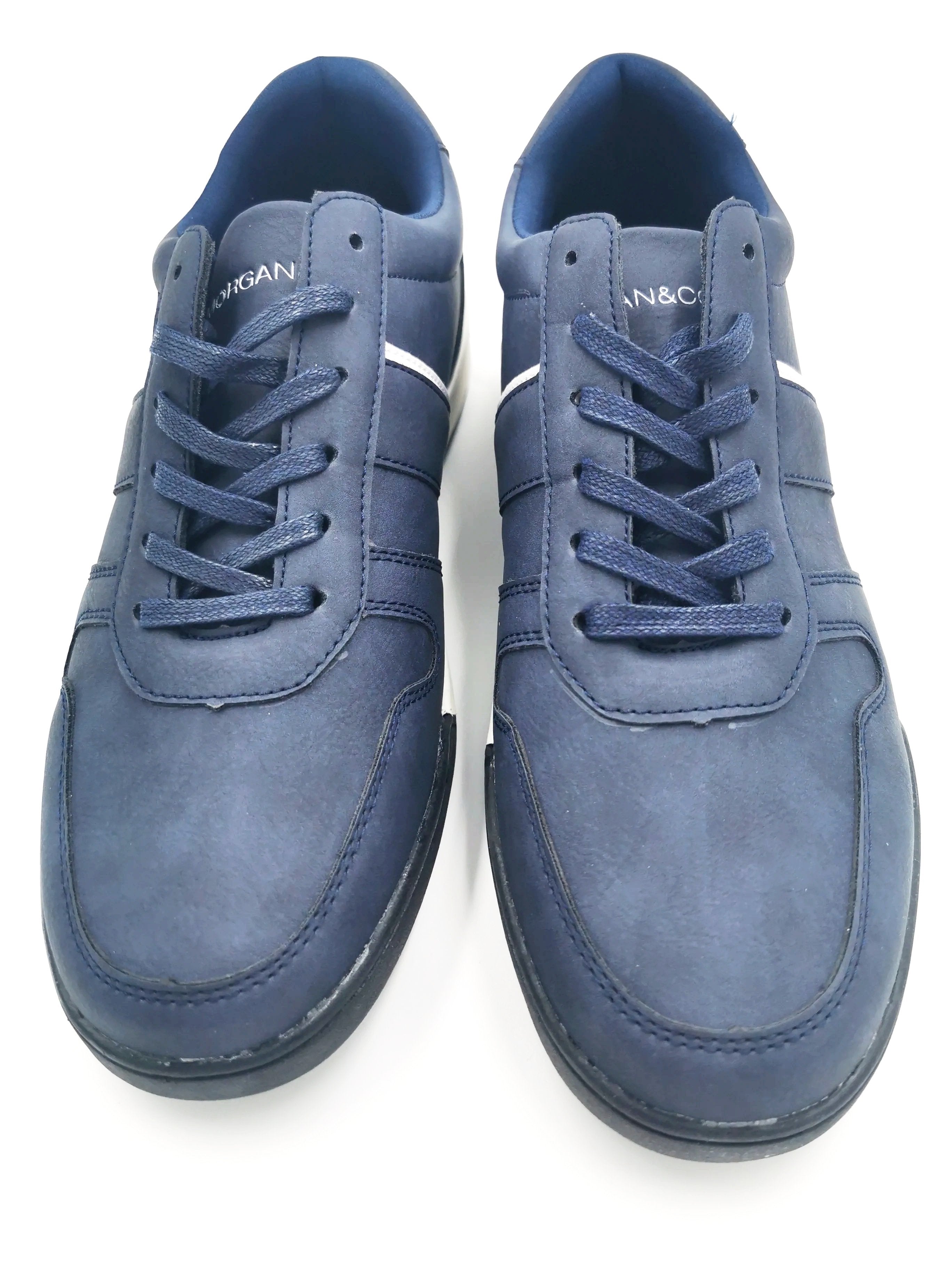 Morgan & Co. Faux Leather Navy Lace up Trainer/Runner-Top down view