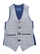 Benetti Boyswear Raymond Boy Navy Check Waistcoat NAVY front view