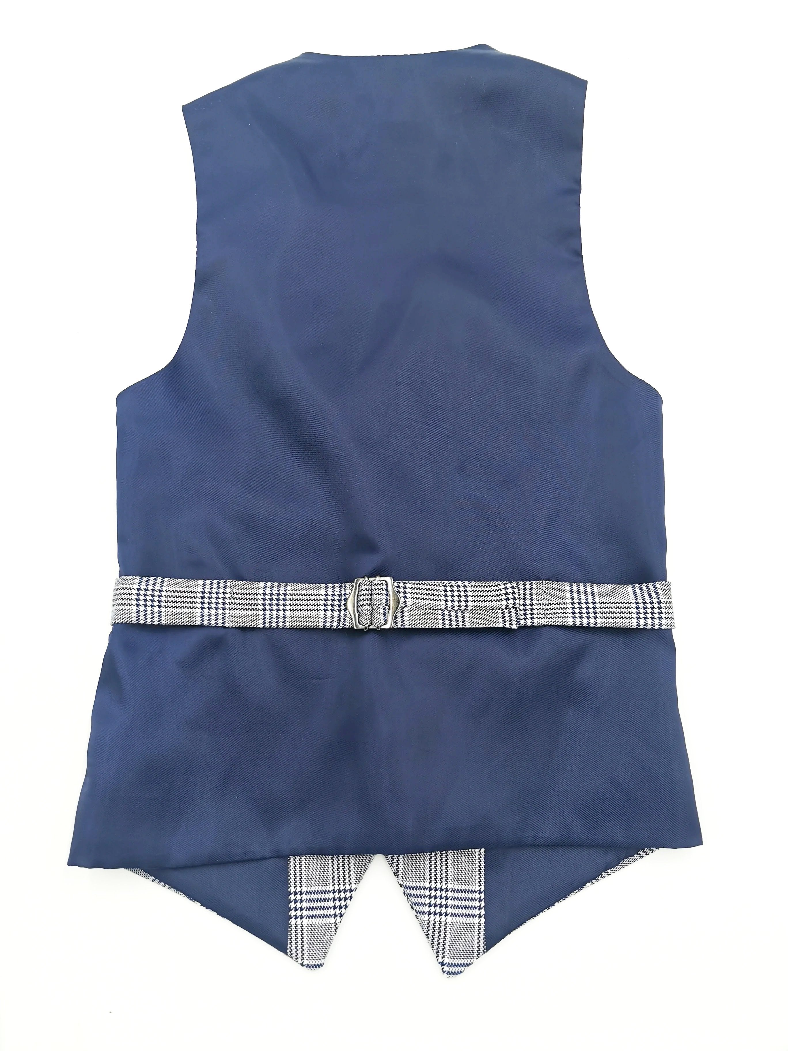Benetti Boyswear Raymond Boy Navy Check Waistcoat NAVY model front view