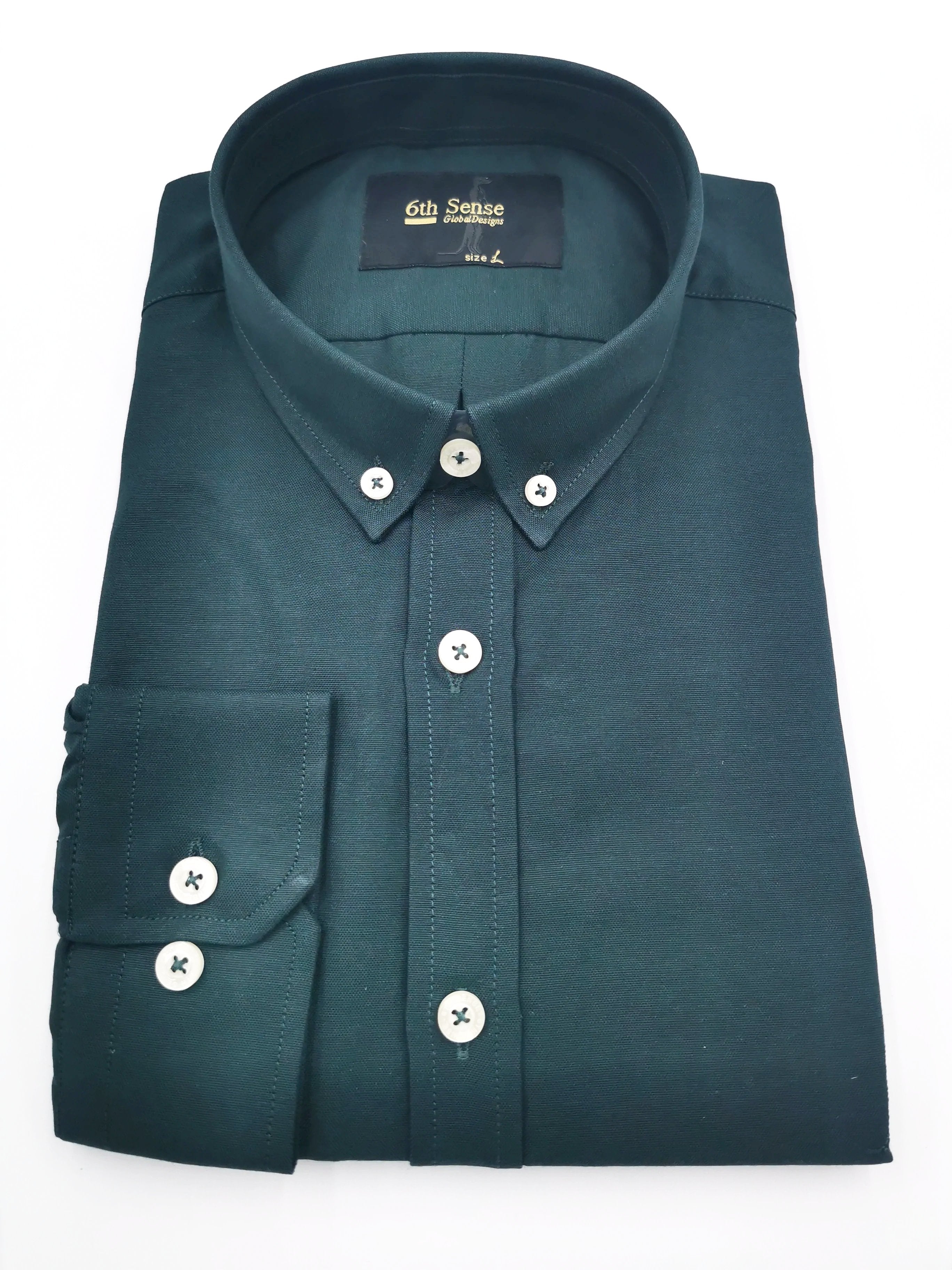 6th Sense Oxford cotton Button Down Dark Green Shirt