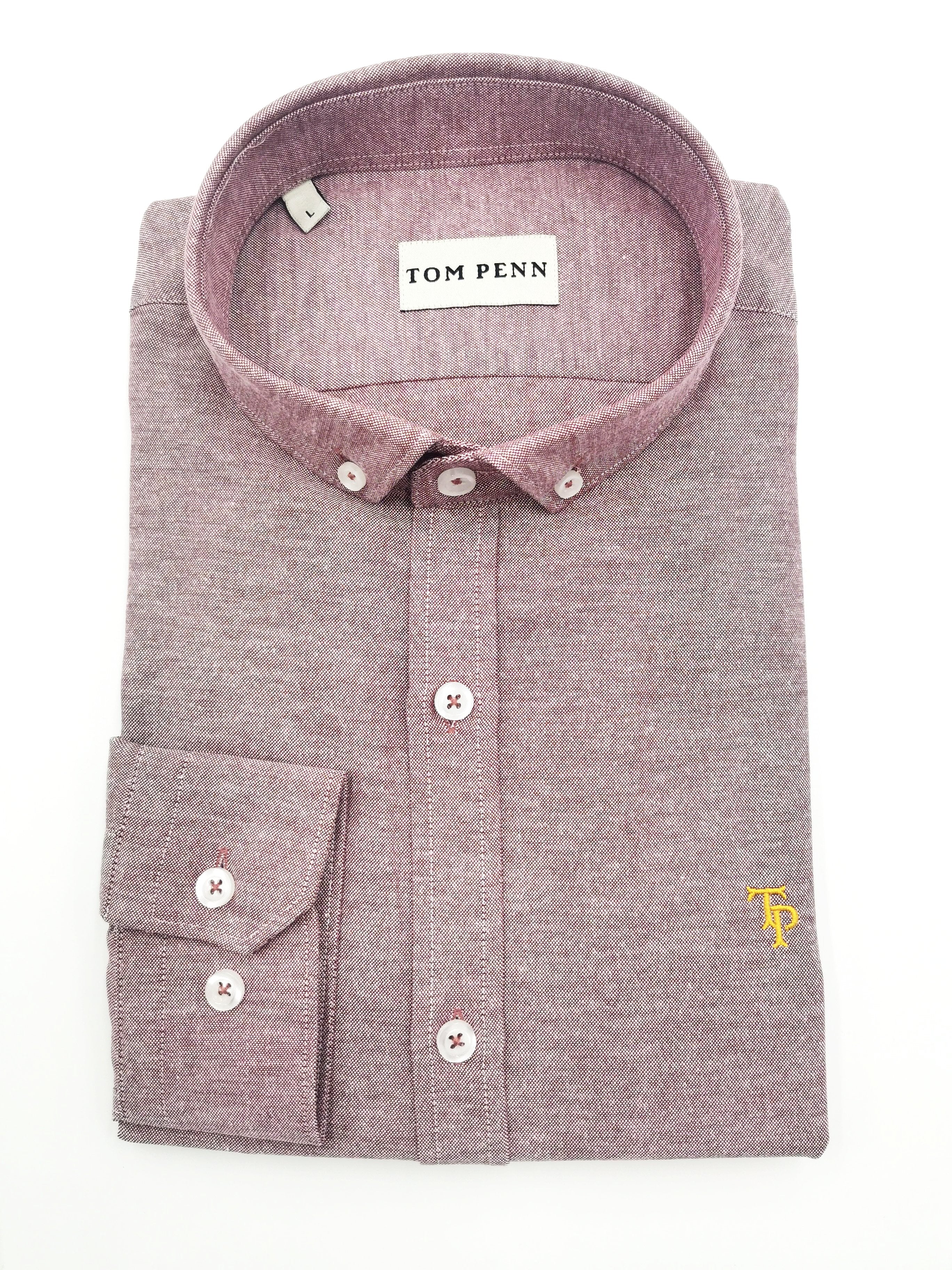 Tom Penn Slim fit Button Down Plum Shirt