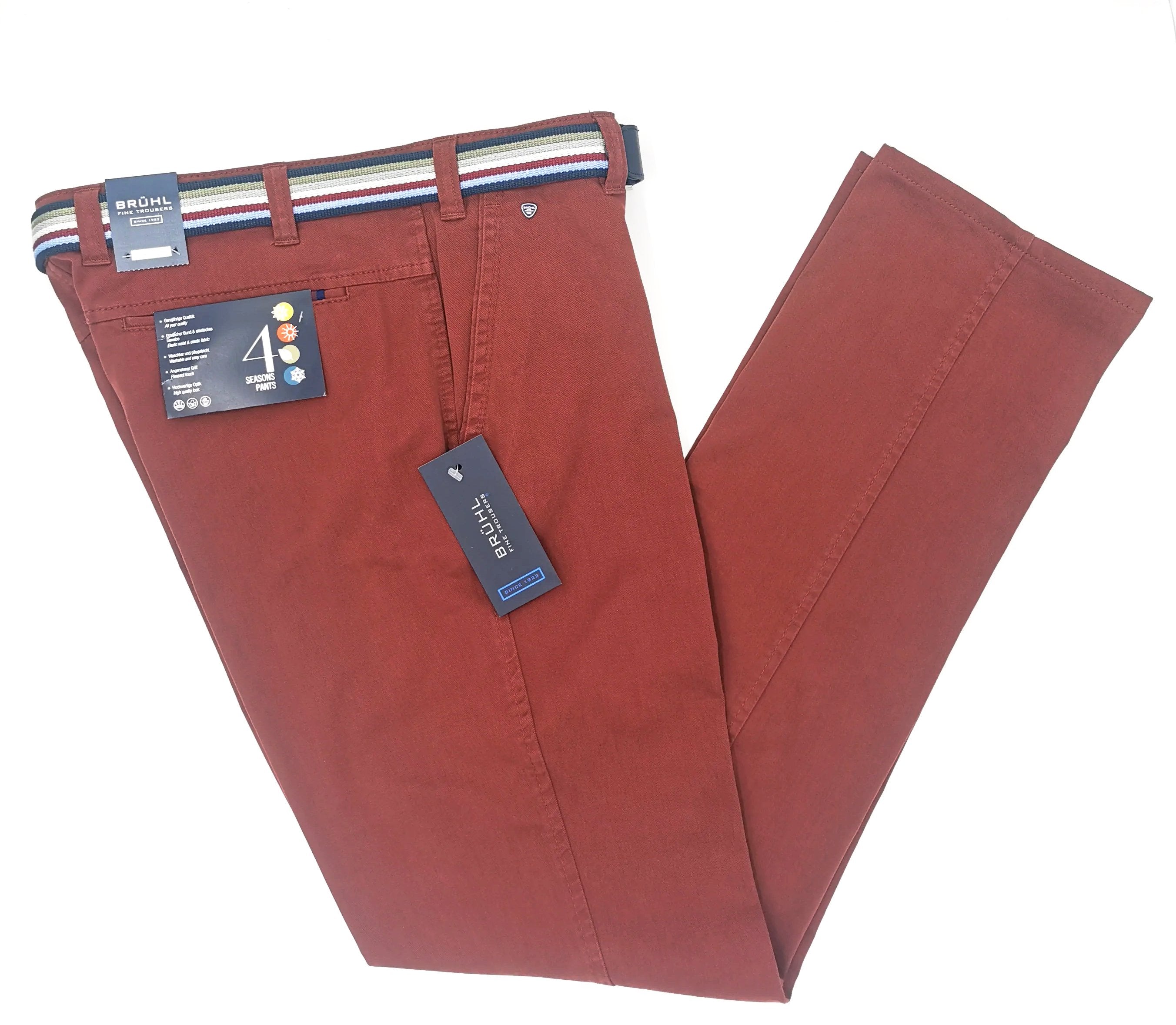 Catania Prima Cotton Belted Red Mens Chinos
