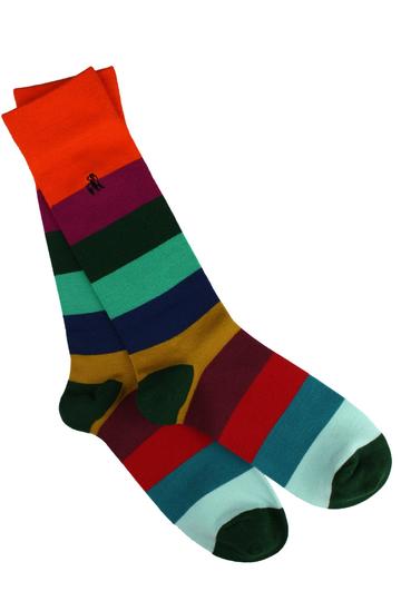 Men's Multi Coloured Block Stripe Socks