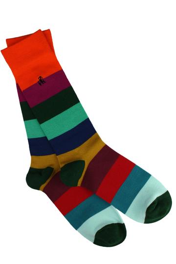 Swole Panda Multi Coloured Block Stripe Socks Multi Color front view