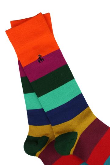 Men's Multi Coloured Block Stripe Socks-Detail View