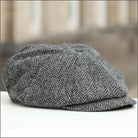 FAILSWORTH Carloway Harris Tweed 8 Piece Grey Flat Cap Grey side view