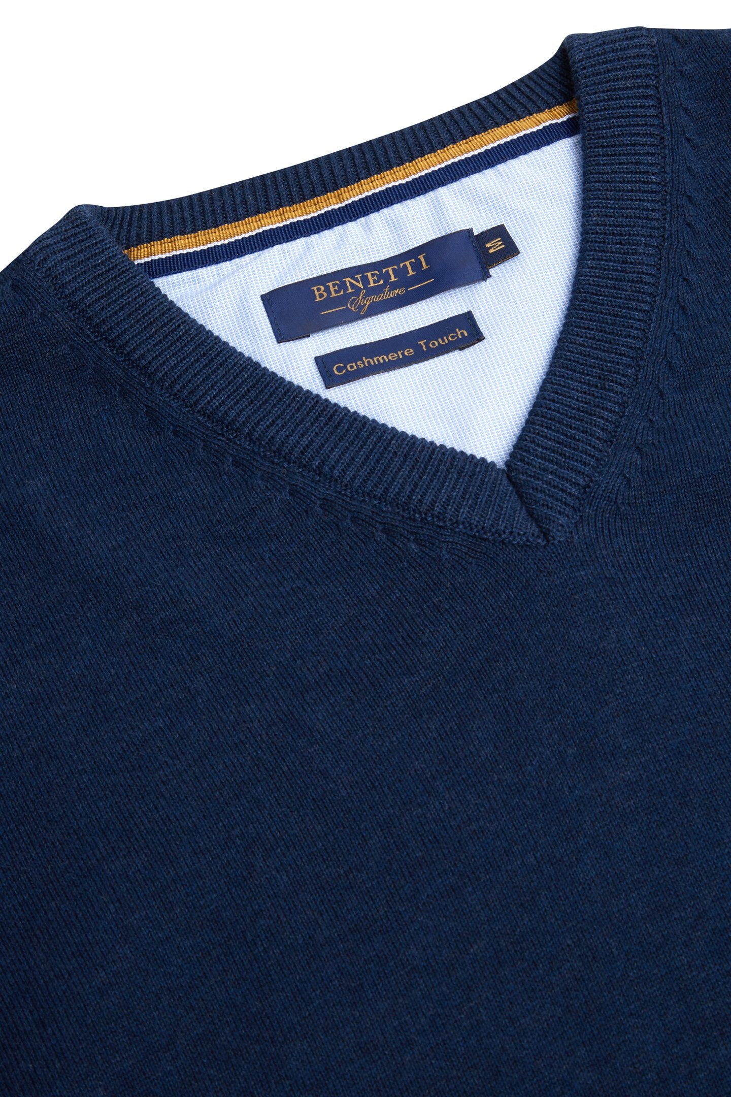 BENETTI V-Neck Jumper by Benetti Knitwear Forest Night flat front view