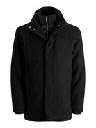 JACK & JONES Dunham Black Wool Coat Black model front view