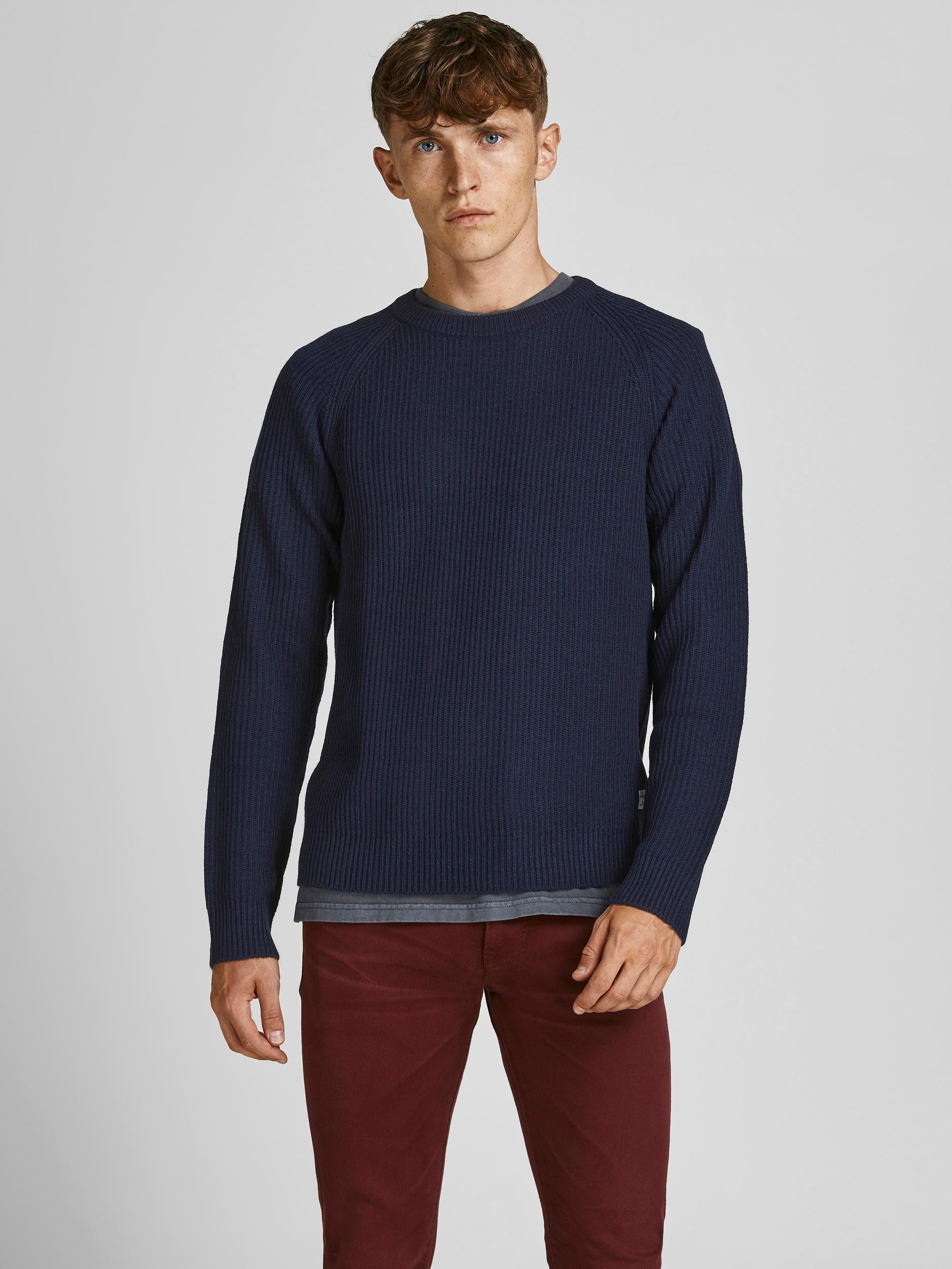 Pannel Knitted Crew Neck - Spirit Clothing